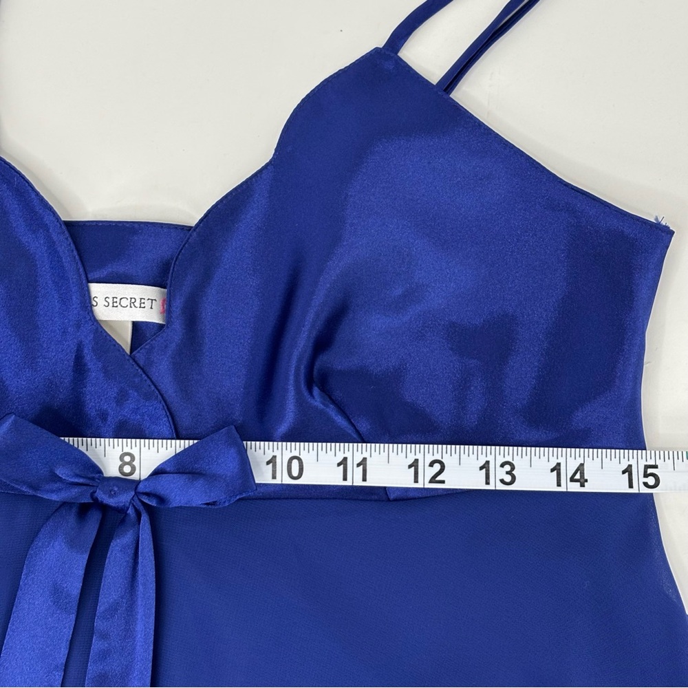 Victoria's Secret Royal Blue Satin Chiffon Coquette Babydoll Bow Nightie Small - Picture 7 of 9